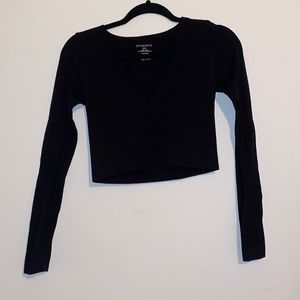 Dynamite black long sleeve crop top deep V-neck